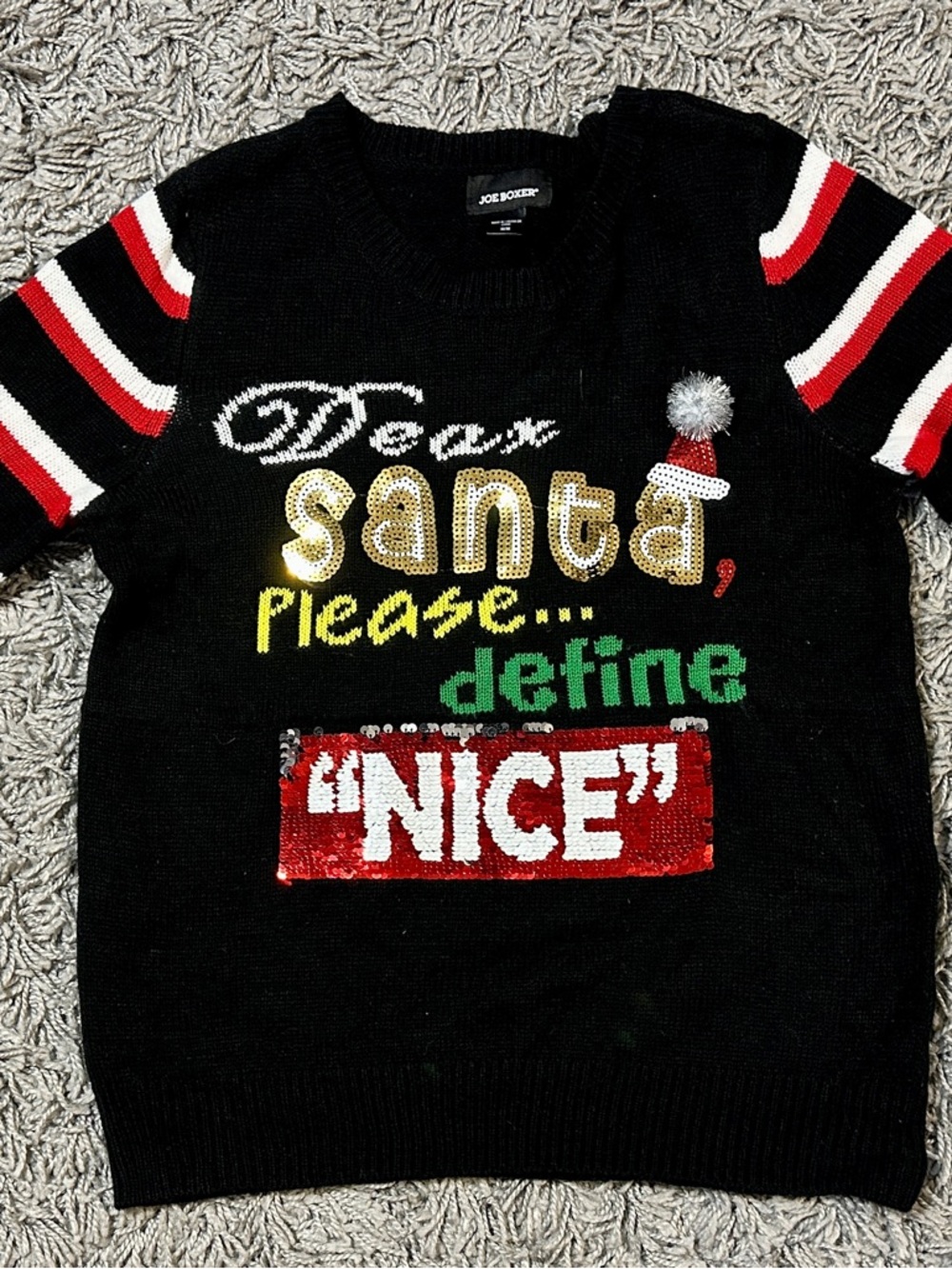 Joe Boxer Black Ribbed Knit Sweater